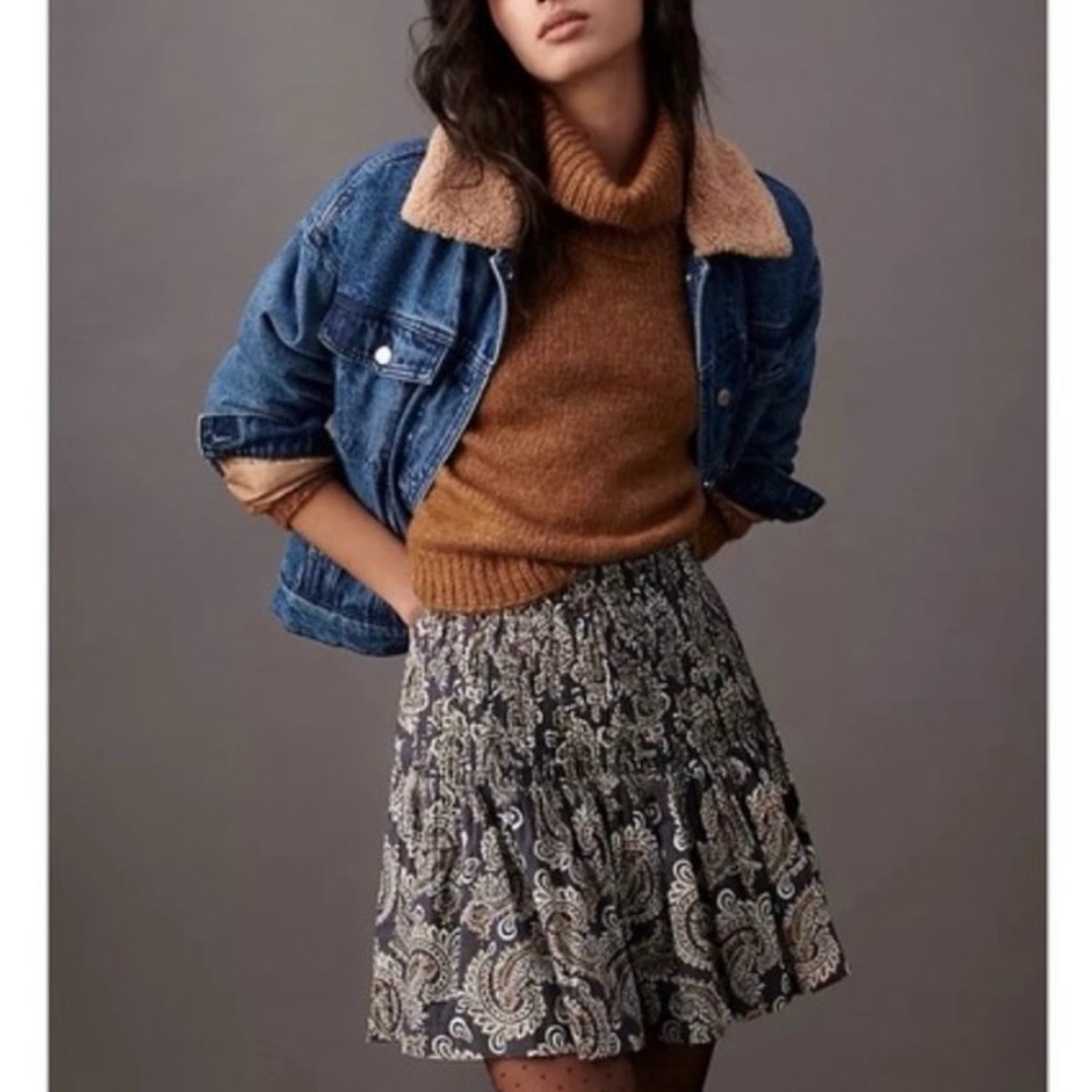 Anthropologie Paisley Pleated Mini Skirt